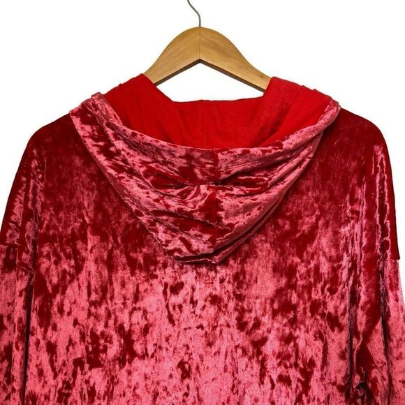 Fabletics Crushed Velour Zip Up Hoodie strawberry red large new - Picture 14 of 15